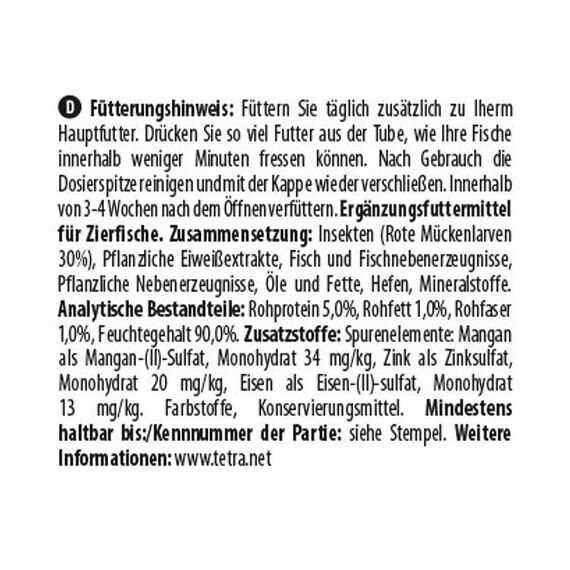 Tetra FreshDelica Bloodworms - natürlicher Snack mit roten Mückenlarven für Zierfische, Leckerbissen in Gelee, 2 x 80 g Tube