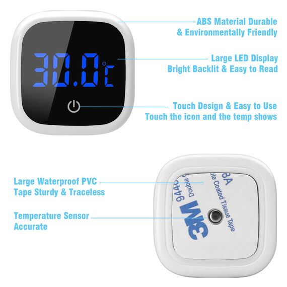 Aquarium Thermometer, Mini Aquarium Thermometer Digital, LED-Anzeige, Hochpräzisions-Temperatursensor, Geeignet für Süßwasser-Meeresaquarien