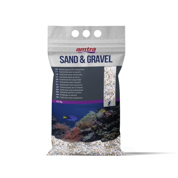 Croci Amtra Gravel NOA - Natürlicher Aquarienkies, Dekoboden, weiße grobe Körnung 2-5 mm, Größe 10KG