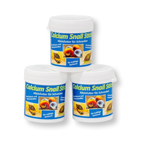 Calcium Snail Sticks - Futtersticks für Schnecken als Alleinfutter mit Kalzium und Vitaminen für kräftige Schneckenhäuser, 3x45g=135g