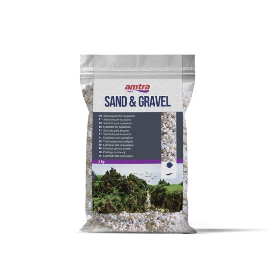 Amtra Ghiaia Noa - Natürlicher Aquarienkies, dekorativer Boden, grobkörnige weiße Körner Größe 2-5 mm, Größe 5 kg