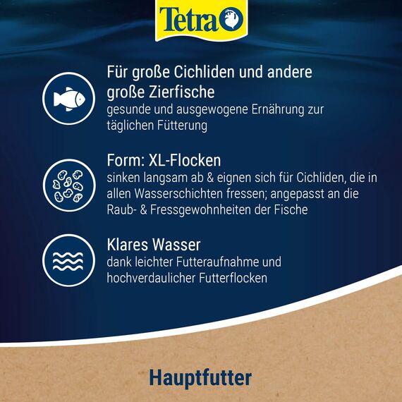 Tetra Cichlid XL Flakes - Fischfutter in Form großer Flocken für größere Cichliden und andere große Zierfische, 10 L Eimer