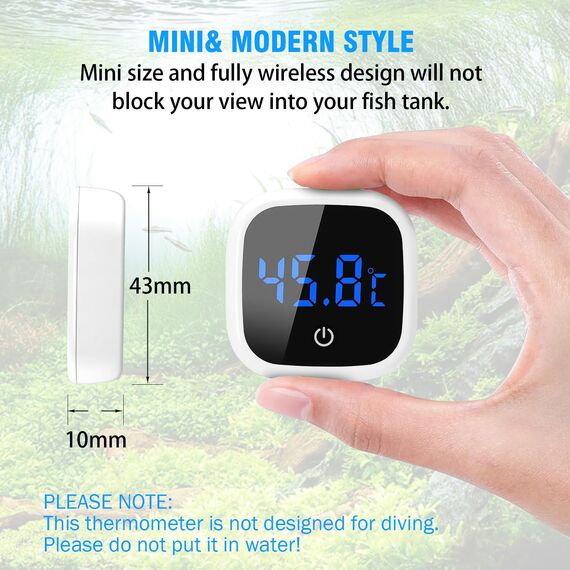 Aquarium Thermometer, Mini Aquarium Thermometer Digital, LED-Anzeige, Hochpräzisions-Temperatursensor, Geeignet für Süßwasser-Meeresaquarien