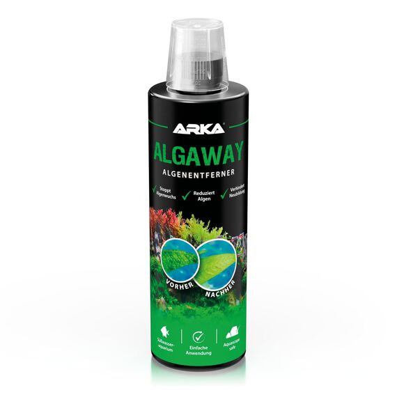 Algenvernichter Aquarium 473 ml – gegen Faden-, Punkt- & Grünalgen – kupferfrei & pflanzensicher – für klares Wasser & gesunde Pflanzen im Süßwasseraquarium – ARKA Algaway