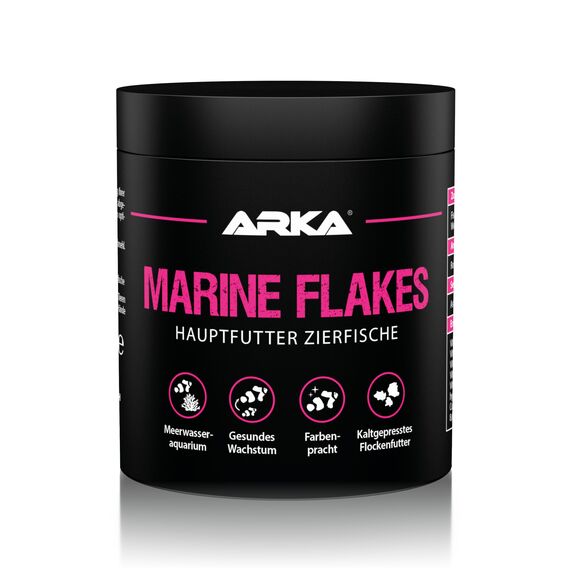 Meerwasserfutter Flocken 250 ml / 30 g – kaltgepresstes Hauptfutter für Meerwasserfische – fördert Farbenpracht, Wachstum & Vitalität – ohne Spirulina & minderwertiges Fischmehl – ARKA Marine Flakes