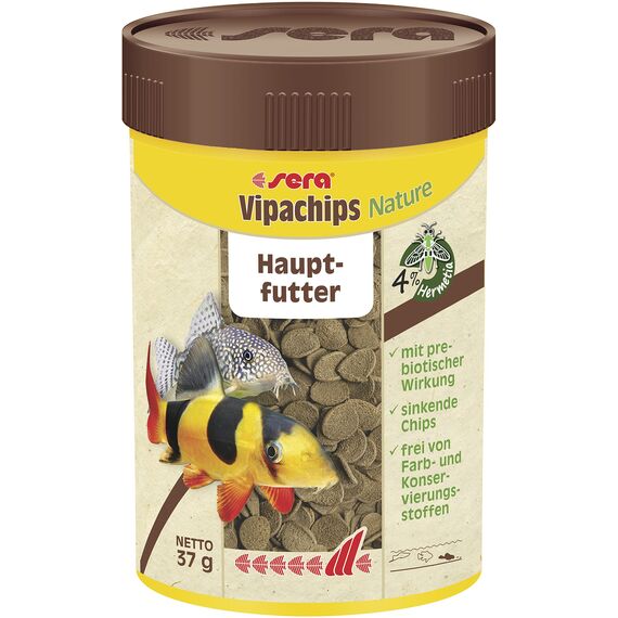 sera Vipachips Wafers 100 ml (37 g) | Fischfutter Aquarium für Bodenfische | Schnell sinkende, formstabile Chips | Aquarium Futter mit natürlichen Inhaltsstoffen | Hochwertiges Fischfutter