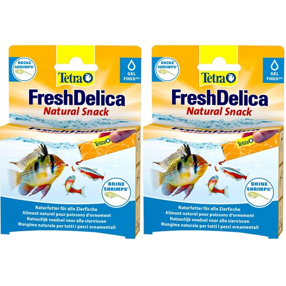 Tetra FreshDelica Brine Shrimps - natürlicher Snack mit Artemia für Zierfische, Leckerbissen in Gelee, 16 x 3 g Beutel (Packung mit 2)