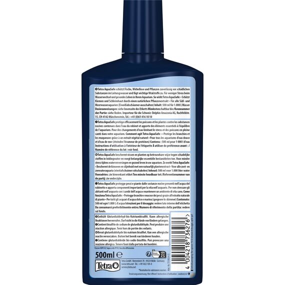 Tetra AquaSafe - Qualitäts-Wasseraufbereiter für fischgerechtes und naturnahes Aquariumwasser, neutralisiert fischschädliche Stoffe im Leitungswasser, 500 ml Flasche