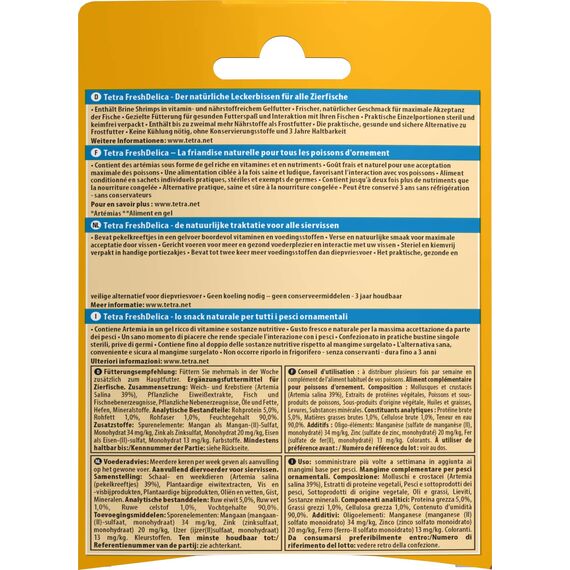 Tetra FreshDelica Brine Shrimps - natürlicher Snack mit Artemia für Zierfische, Leckerbissen in Gelee, 16 x 3 g Beutel (Packung mit 2)