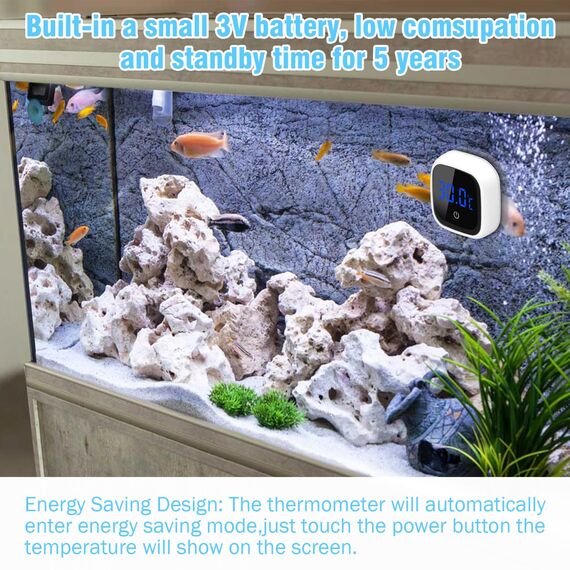 Aquarium Thermometer, Mini Aquarium Thermometer Digital, LED-Anzeige, Hochpräzisions-Temperatursensor, Geeignet für Süßwasser-Meeresaquarien