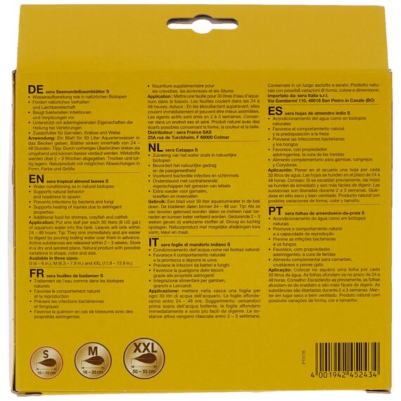 sera Catappa Leaves S 10-15 cm (10St) - Seemandelbaumblätter für die natürliche Wasseraufbereitung (Packung mit 2)