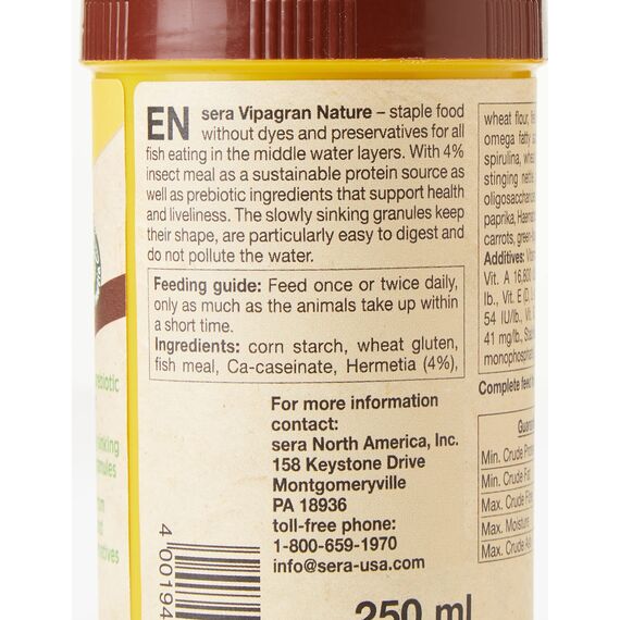 sera Vipagran Granules 250 ml (100 g) | Fischfutter Aquarium für mittlere Wasserzone | Softgranulat Hauptfutter | Aquarium Futter mit natürlichen Inhaltsstoffen | Fischfutter für gesundes Wachstum