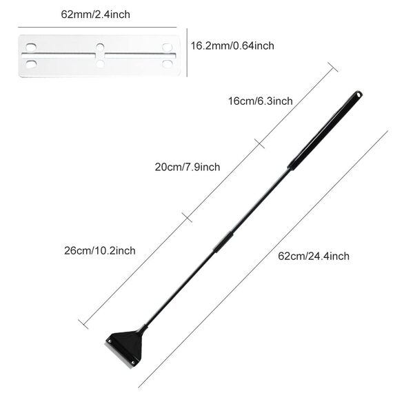 Aquarium Reinigungswerkzeuge, Algenschaber Aquariumschaber, Aquarium Algen Rasiermesser Schaber, 62cm Aquarien Reinigung Werkzeug mit Abnehmbarer Stange,10 Stück Edelstahl Klingen,für Glas Fischbecken