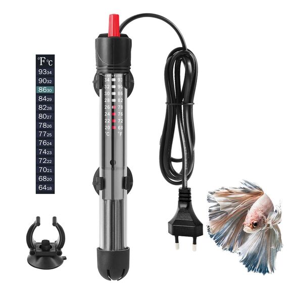 FEDOUR 50W 15-50L Aquarium Heizung, Verdicktes Quarzglas Aquarienheizer, Temperatur Einstellbare Aquarium Heizer Mit Saugnäpfen/Thermostat