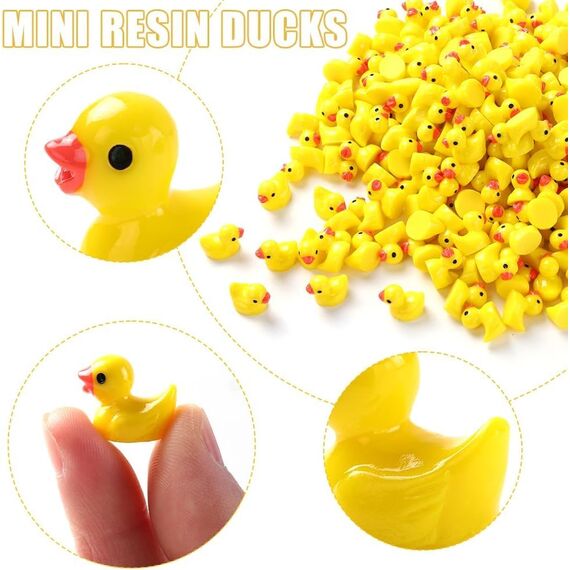 DIYDEC 200 Stück Mini Enten Harz, Gelb Mini Duck Figuren Miniatur Enten kleine Enten für Dekoration von Miniatur-Landschaftsgärten, Bonsai, Fischbecken und Aquarien verwendet.