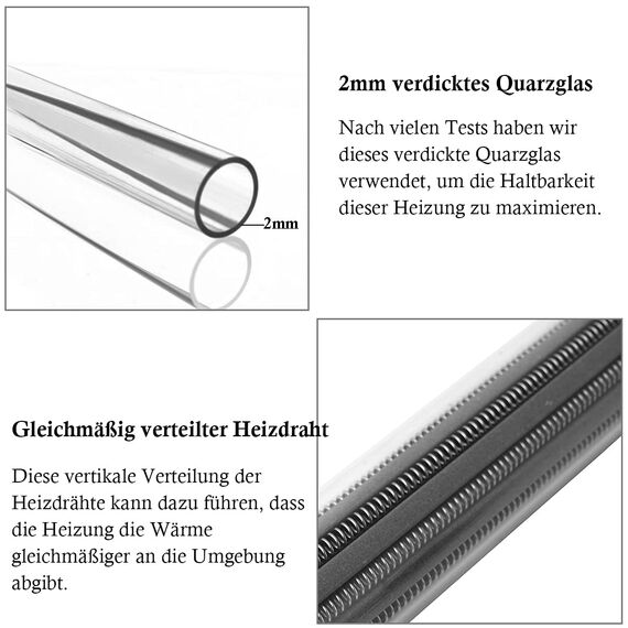 FEDOUR 50W 15-50L Aquarium Heizung, Verdicktes Quarzglas Aquarienheizer, Temperatur Einstellbare Aquarium Heizer Mit Saugnäpfen/Thermostat
