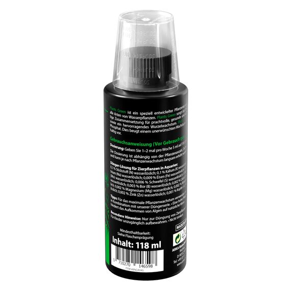 Aquarium Pflanzendünger 118 ml – flüssiger Eisen-Dünger für sattgrüne Blätter & starke Wurzeln – mit Vitaminen & Spurenelementen – für Wasserpflanzen – ARKA Plants Green