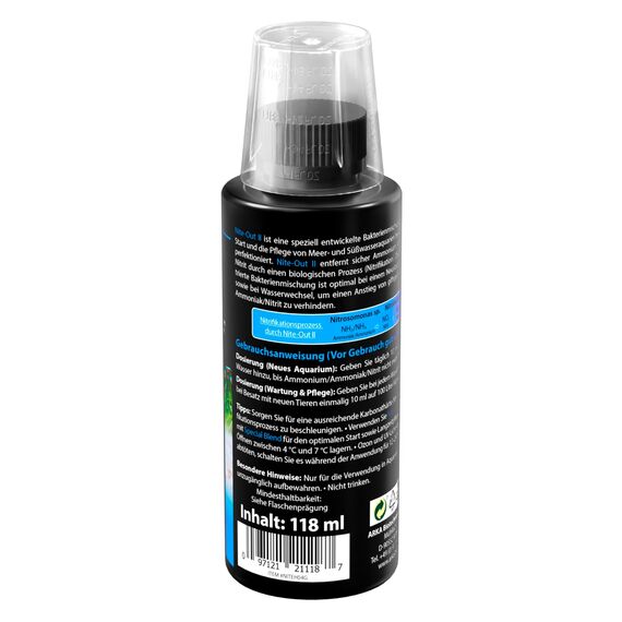 Starterbakterien Aquarium 118 ml – baut Ammonium & Nitrit schnell ab – für Einfahrphase, Neustart, Wasserwechsel & Fischbesatz – sofort aktiv für Süß- & Meerwasser – ARKA Nite-Out II