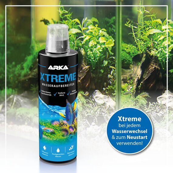 Wasseraufbereiter Aquarium 437 ml – für Süß- & Meerwasser – neutralisiert Chlor, Nitrit, Ammoniak & Schwermetalle – schützt Fische, Garnelen & Pflanzen – ARKA Xtreme