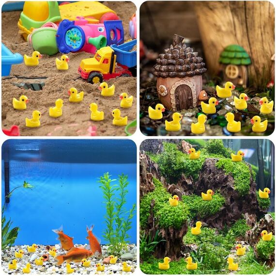 DIYDEC 200 Stück Mini Enten Harz, Gelb Mini Duck Figuren Miniatur Enten kleine Enten für Dekoration von Miniatur-Landschaftsgärten, Bonsai, Fischbecken und Aquarien verwendet.