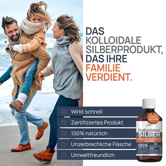Kolloidales Silber 40 PPM 500 ml | Premium Silberwasser Stärker als 25ppm | Für Mensch, Hund & Katze | Carbon Neutral | 100% natürlich mit 2 Zutaten