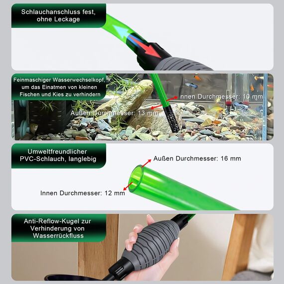 boxtech Aquarium Reiniger, Aquarium Wasserwechsel, Aquarium-Reinigung Sand Filter Fisch Tank Kiesfilter Einstellbare Durchflussregelung für Wasserwechsel