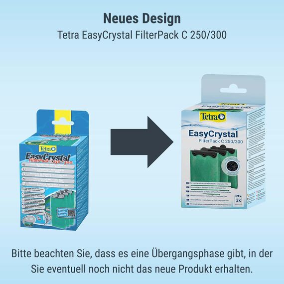 Tetra EasyCrystal Filter Pack C250/300 Filtermaterial mit Aktiv-Kohle, Filterpads für EasyCrystal Innenfilter, geeignet für Aquarien von 15-60 Liter, 3 Stück, grün