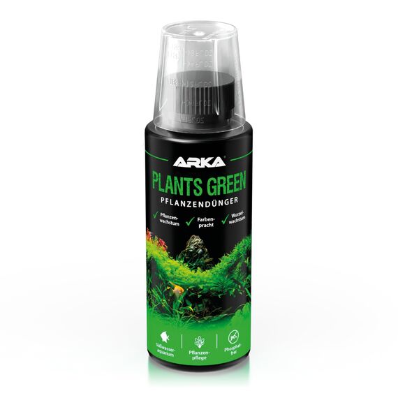 Aquarium Pflanzendünger 118 ml – flüssiger Eisen-Dünger für sattgrüne Blätter & starke Wurzeln – mit Vitaminen & Spurenelementen – für Wasserpflanzen – ARKA Plants Green