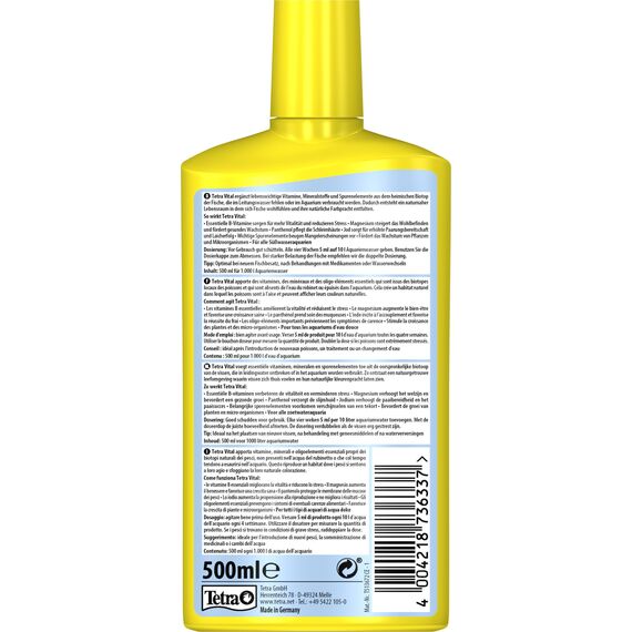 Tetra Vital - fördert Vitalität, Wohlbefinden und Farbpracht bei Fischen, ergänzt lebenswichtige Vitamine und Mineralstoffe, 500 ml Flasche