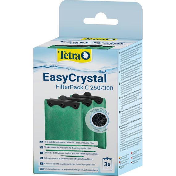 Tetra EasyCrystal Filter Pack C250/300 Filtermaterial mit Aktiv-Kohle, Filterpads für EasyCrystal Innenfilter, geeignet für Aquarien von 15-60 Liter, 3 Stück, grün