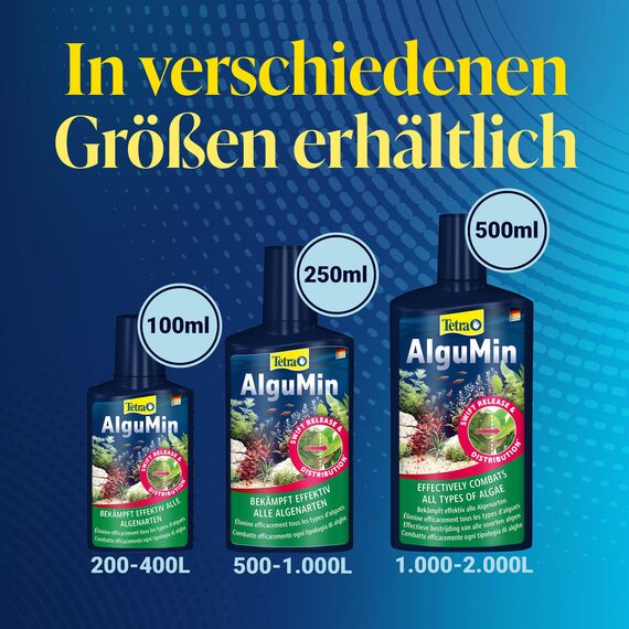 Tetra AlguMin - bekämpft schnell alle Arten von Algen im Aqarium und verhindert effektiv die Neubildung, 500 ml Flasche