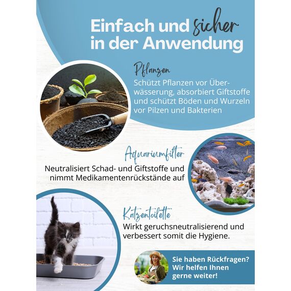AGUALEVE® Premium Aktivkohle Granulat 200g aus Kokosnussschalen - Die Nr. 1 - Pflanzen, Katzenklo, Aquarium, & Co. - 100% natürlich, frei von chemischen Zusätzen und Bitumen - Körnung: 0,5-2,5mm