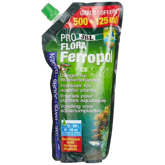 JBL PROFLORA Ferropol 2305000, Pflanzendünger für Süßwasser-Aquarien, Nachfüllpack, 500+125 ml