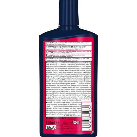 Tetra AlguMin - bekämpft schnell alle Arten von Algen im Aqarium und verhindert effektiv die Neubildung, 500 ml Flasche
