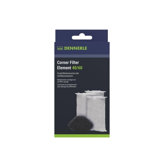 Dennerle Corner Filter Element 40/60, 3er Pack - 3x Filterelement inkl. 1 Filterschwamm - Ersatzkartusche für Eckfilter