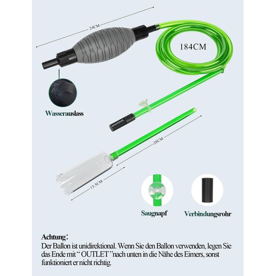 boxtech Aquarium Reiniger, Aquarium Wasserwechsel, Aquarium-Reinigung Sand Filter Fisch Tank Kiesfilter Einstellbare Durchflussregelung für Wasserwechsel (Packung mit 2)