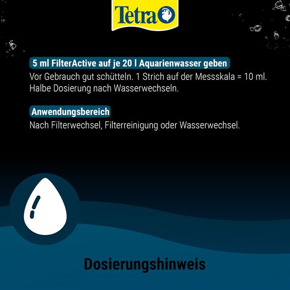 Tetra FilterActive Bacteria - 2in1 Mix aus lebenden Starterbakterien und schlammreduzierenden Reinigungsbakterien, hält den Filter biologisch aktiv und reduziert Mulm, 100 ml