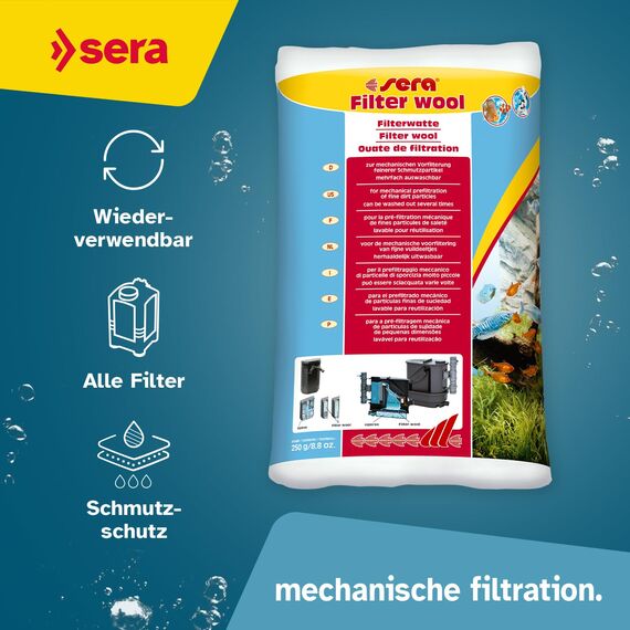 sera Filterwatte 250 g - Zur mechanischen Vorfilterung feinerer Schmutzpartikel