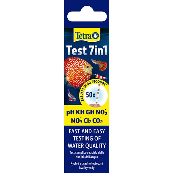 Tetra Test 7in1 - Wassertest für das Aquarium, schnelle und einfache Überprüfung der Wasserqualität, 1 Dose (50 Teststreifen)