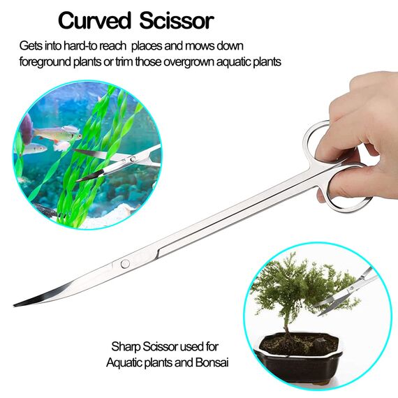 UDQYQ 4 Stück Aquarium Aquascaping Tools,Premium Edelstahl Wasserpflanzen Werkzeuge Anti-Rost Pinzette Schere Schaber Werkzeug Set für Fisch Tank Reinigung Pflanze Trimmen. (Silber)