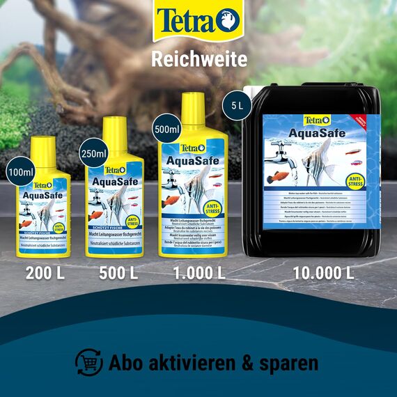 Tetra AquaSafe - Qualitäts-Wasseraufbereiter für fischgerechtes und naturnahes Aquariumwasser, neutralisiert fischschädliche Stoffe im Leitungswasser, 100 ml Flasche