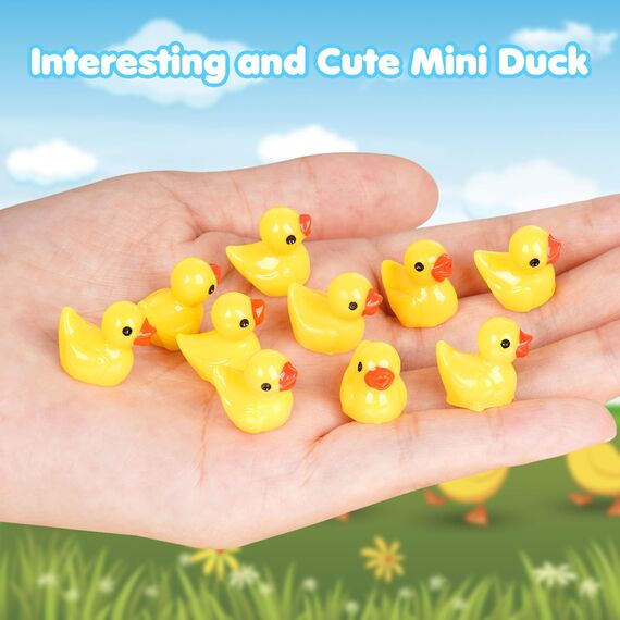 42 Stück Mini Enten Harz, Gelb Kleine Enten und Figuren Miniatur Ente für Dekoration Miniaturgarten Landschaftsgärten, Bonsai, Versteckt Spiel, Fischbecken und Aquarien verwendet