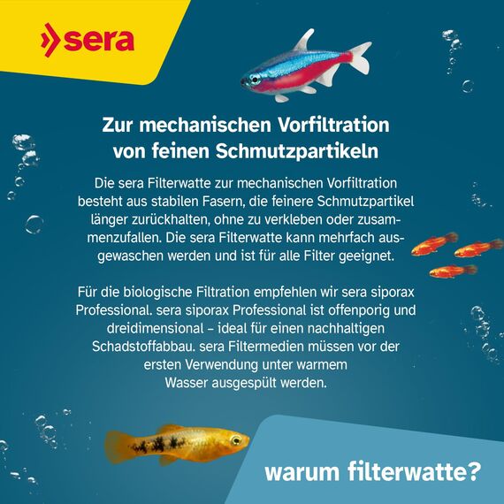 sera Filterwatte 250 g - Zur mechanischen Vorfilterung feinerer Schmutzpartikel