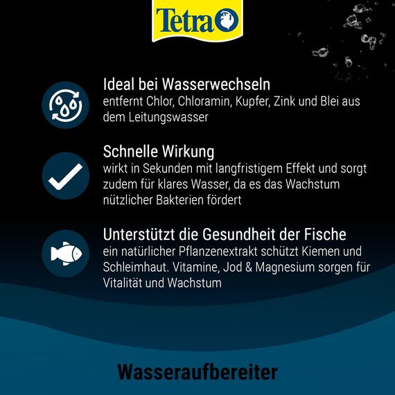 Tetra AquaSafe - Qualitäts-Wasseraufbereiter für fischgerechtes und naturnahes Aquariumwasser, neutralisiert fischschädliche Stoffe im Leitungswasser, 100 ml Flasche
