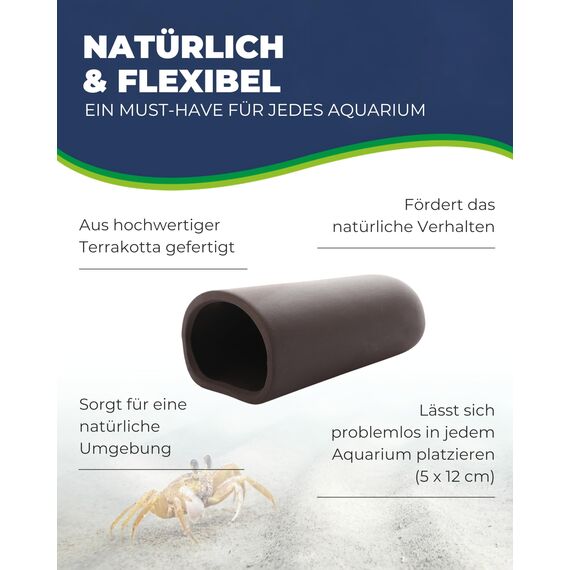 HOBBY Aquaristik Catfish Cave M I 5 x 12 cm I Brut- und Versteckhöhle aus gebranntem Ton für Welse I Aquarium Dekoration I Deko Höhle für Welse, Krebse und Garnelen I natürliches Aquariumzubehör