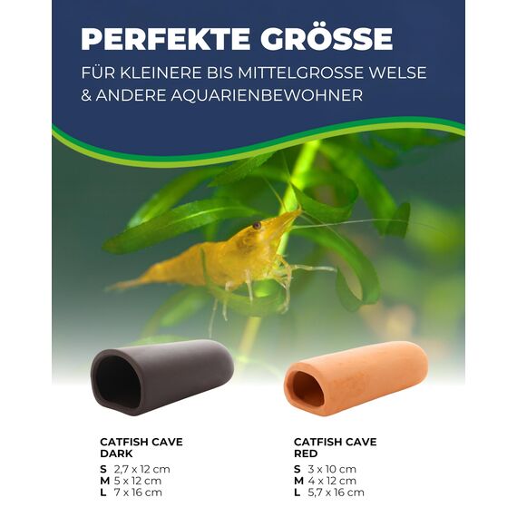 HOBBY Aquaristik Catfish Cave M I 5 x 12 cm I Brut- und Versteckhöhle aus gebranntem Ton für Welse I Aquarium Dekoration I Deko Höhle für Welse, Krebse und Garnelen I natürliches Aquariumzubehör