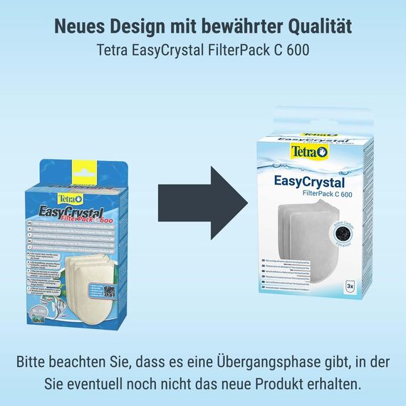Tetra EasyCrystal Filter Pack C600 Filterpads mit Aktivkohle, Filtermaterial für EasyCrystal Innenfilter, geeignet für Aquarien von 50-150 Liter, 3 Stück