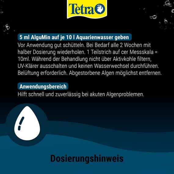 Tetra AlguMin - bekämpft schnell alle Arten von Algen im Aqarium und verhindert effektiv die Neubildung, 250 ml Flasche