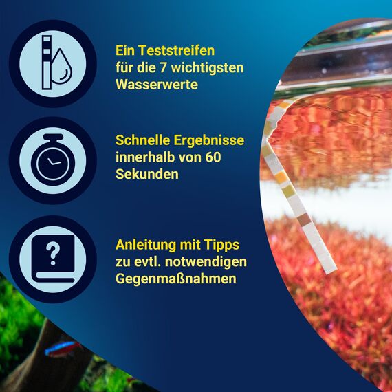 Tetra Test 7in1 - Wassertest für das Aquarium, schnelle und einfache Überprüfung der Wasserqualität, 1 Dose (50 Teststreifen)