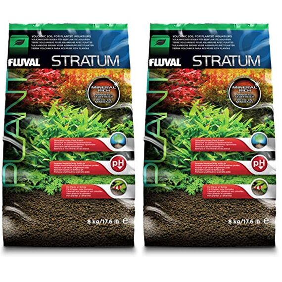 Fluval Stratum, Bodengrund Fuer Aquarien, Fuer Pflanzen und Garnelen, 8kg (Packung mit 2)